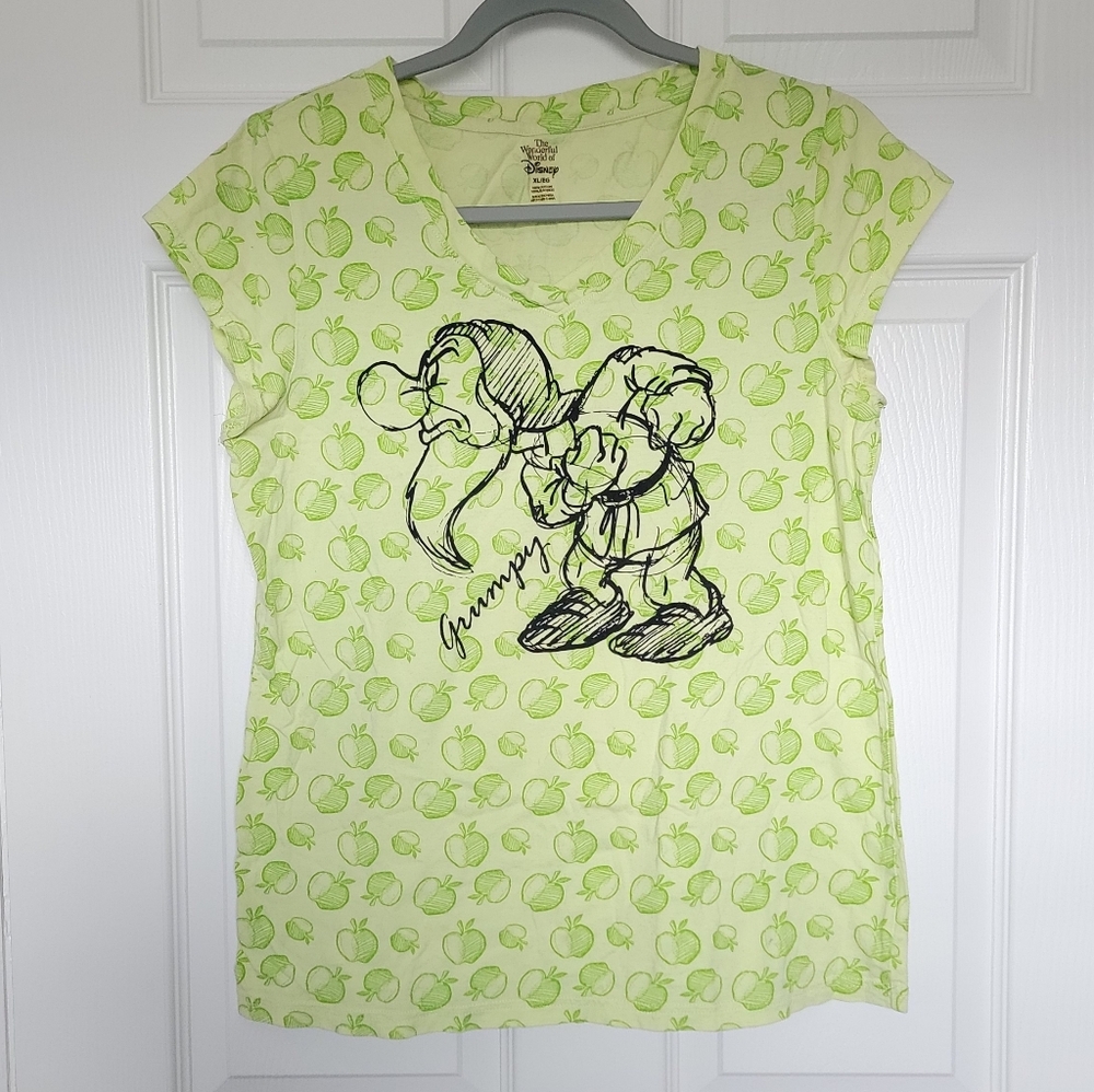 Wonderful World of Disney Grumpy V Neck T Shirt Size XL